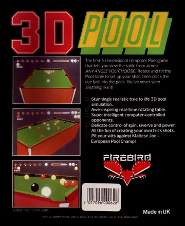 3D Pool box cover back